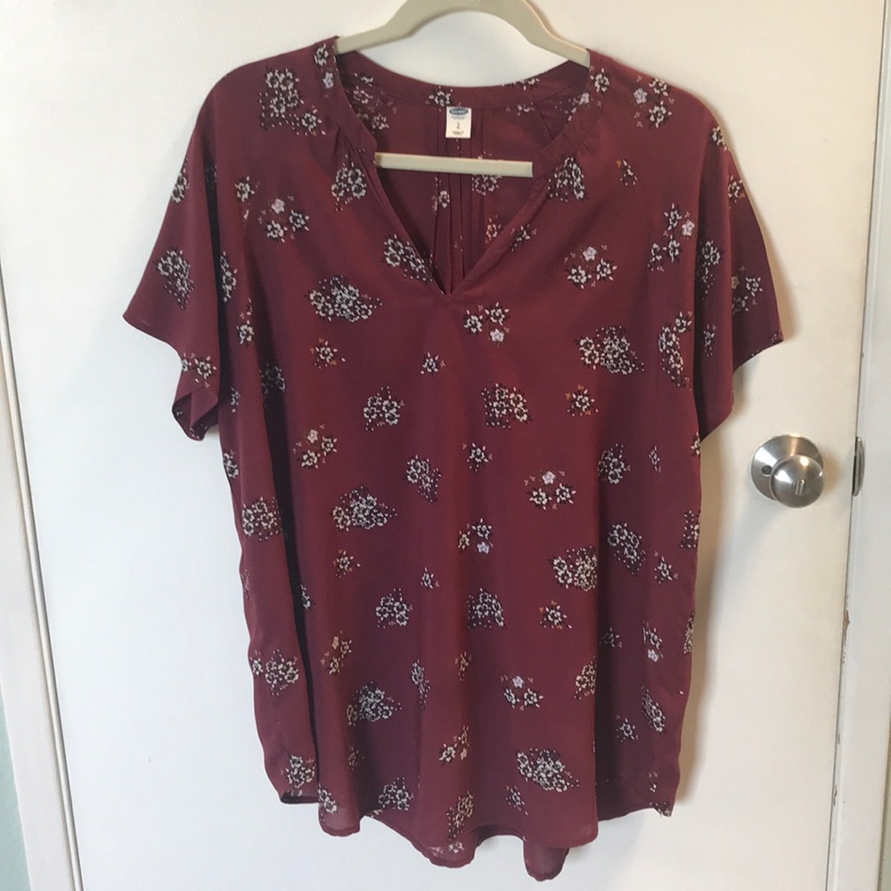 Burgundy floral blouse